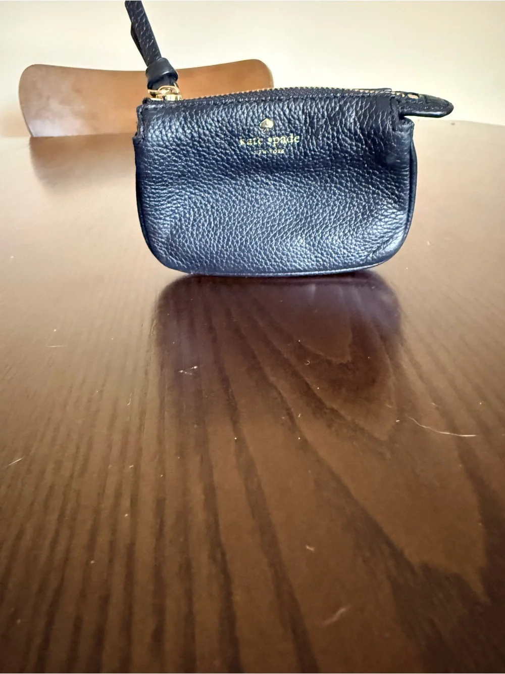 kate spade Black Pebbled Leather Coin Pouch